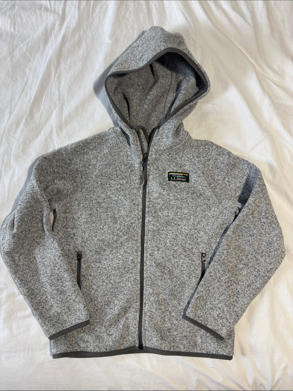 L.L. Bean Kids Gray Full-Zip Hooded Fleece Jacket